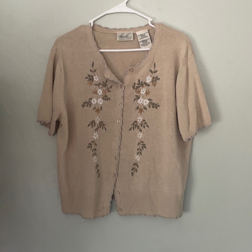 Vintage button up blouse with beading and embroidery